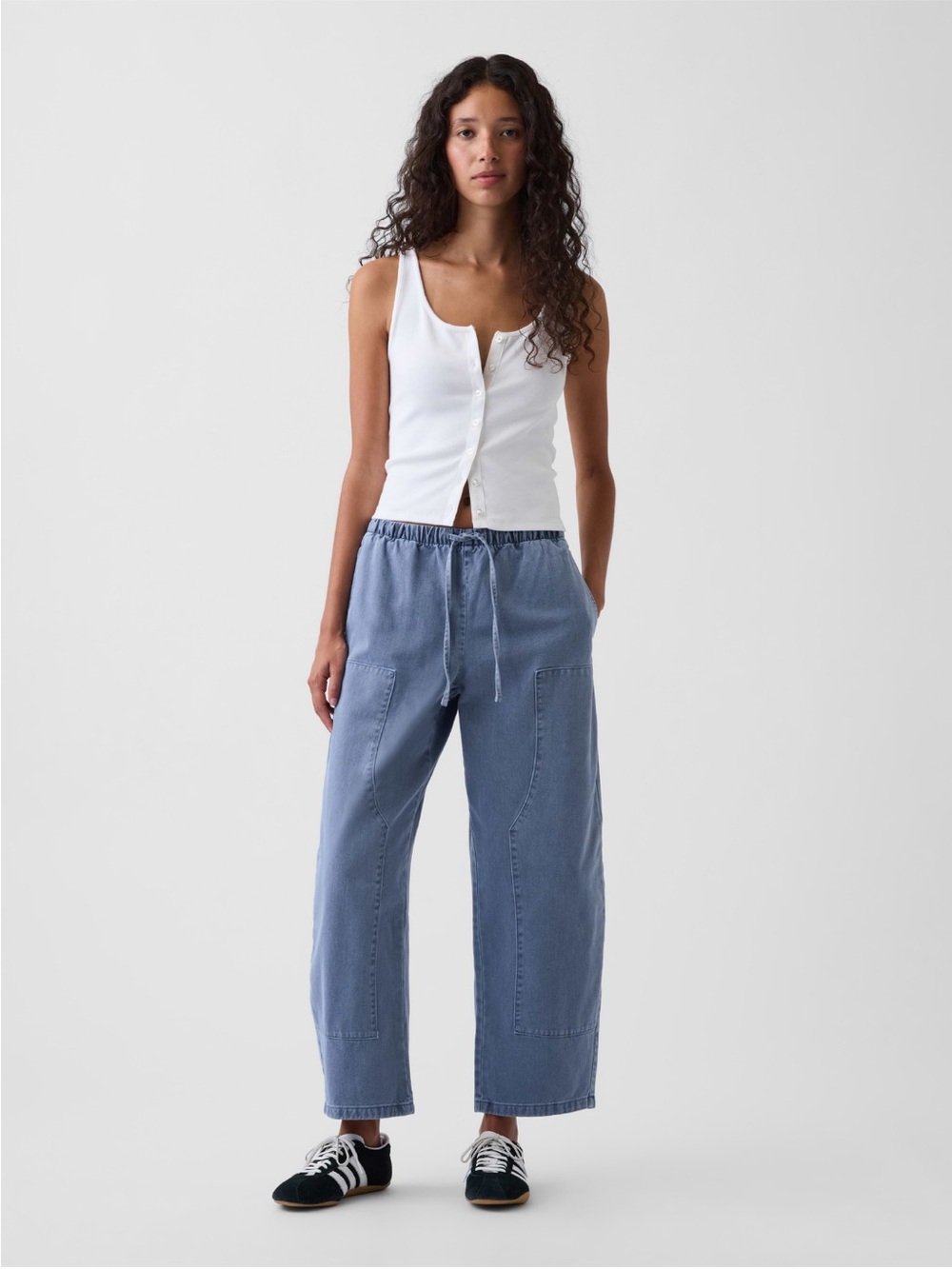 Gap Easy Double-Knee Barrel Pants Blue Small Tall